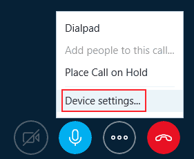 skype w10 during call setting